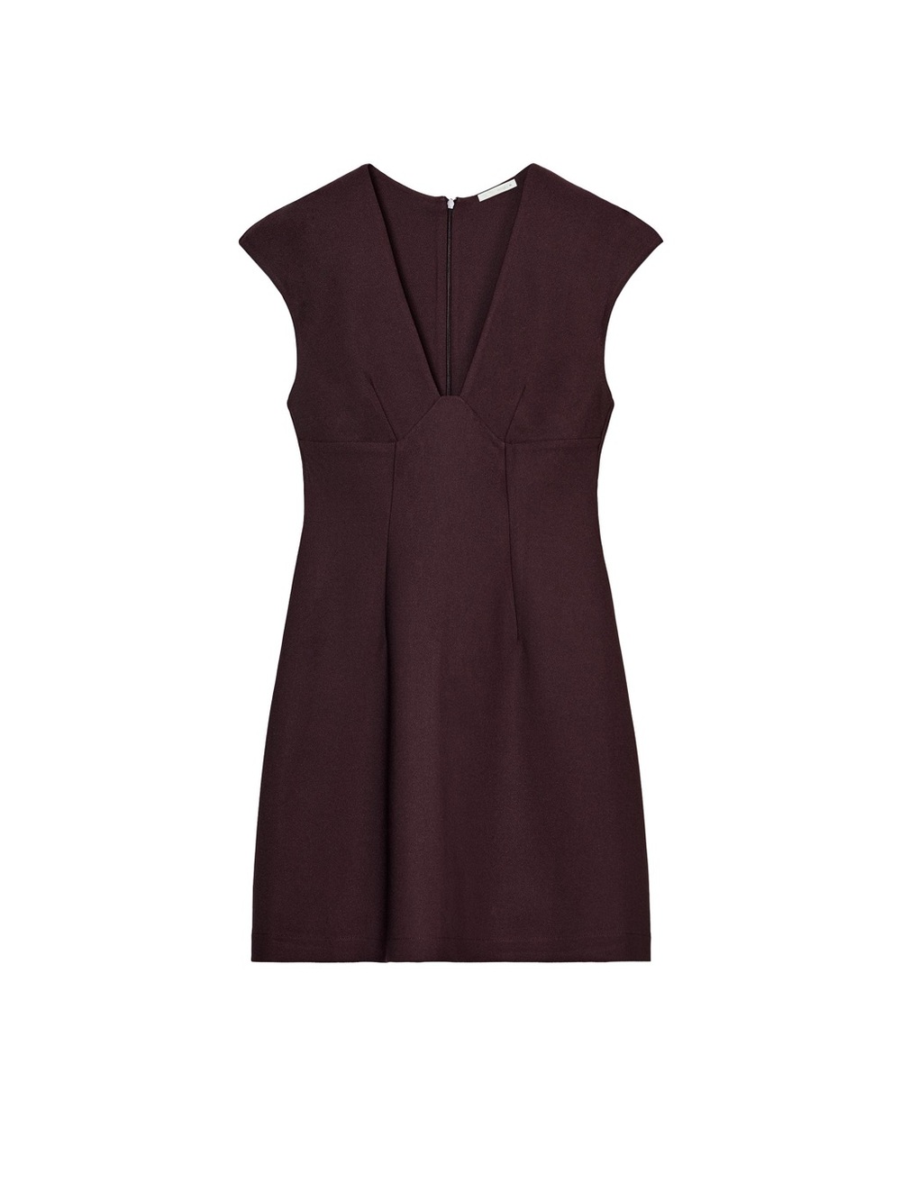 Zara Cap-Sleeve V-Neck Mini Dress in Dark Brown
